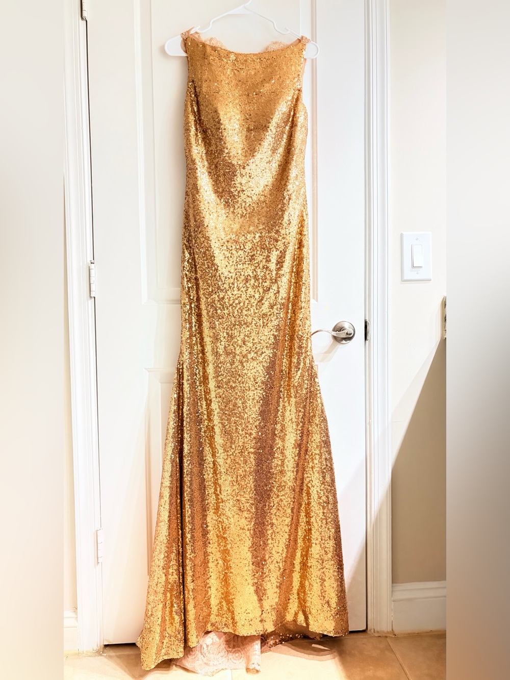 Gold Sequin Maxi Dress - Elegant Evening Gown - Picture 11 of 13